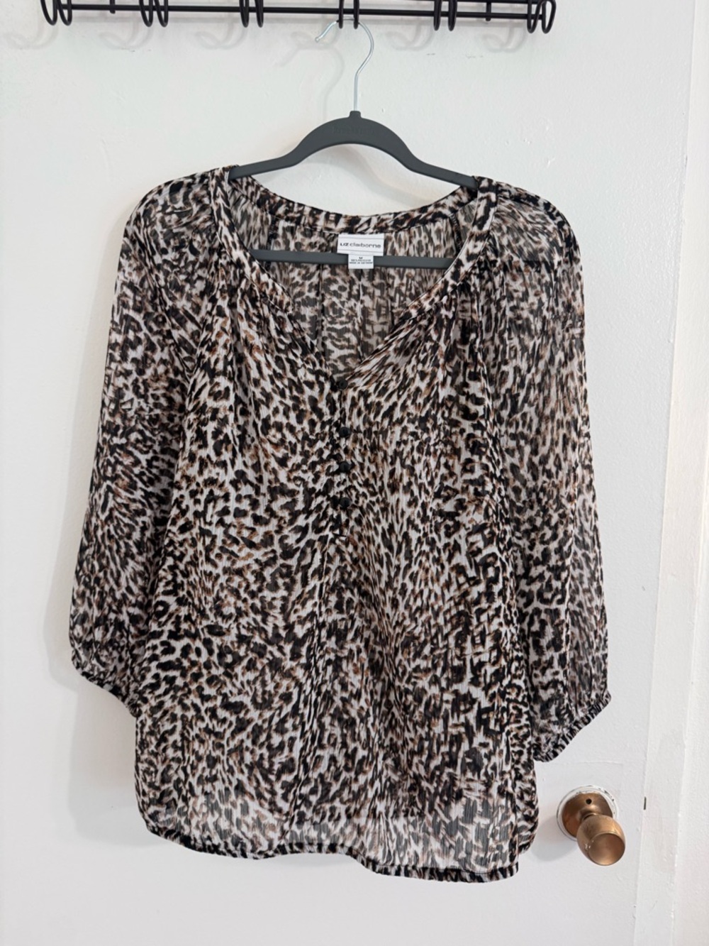Liz Claiborne Printed Sheer Leopard Blouse